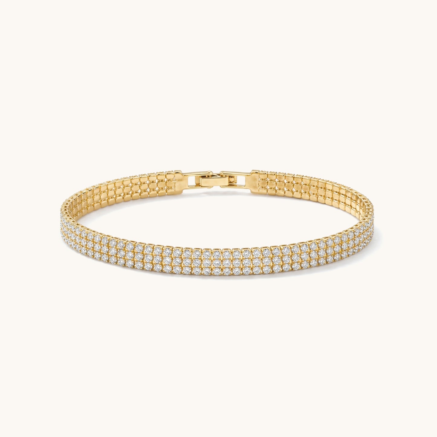Triple Row Tennis Bracelet - 18k Gold Plated