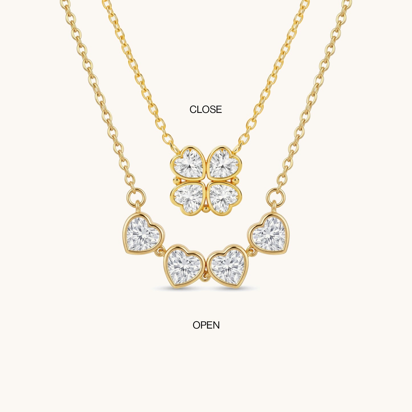 Crystal Clover 2-in-1 Magnetic Necklace - 18k Gold Plated