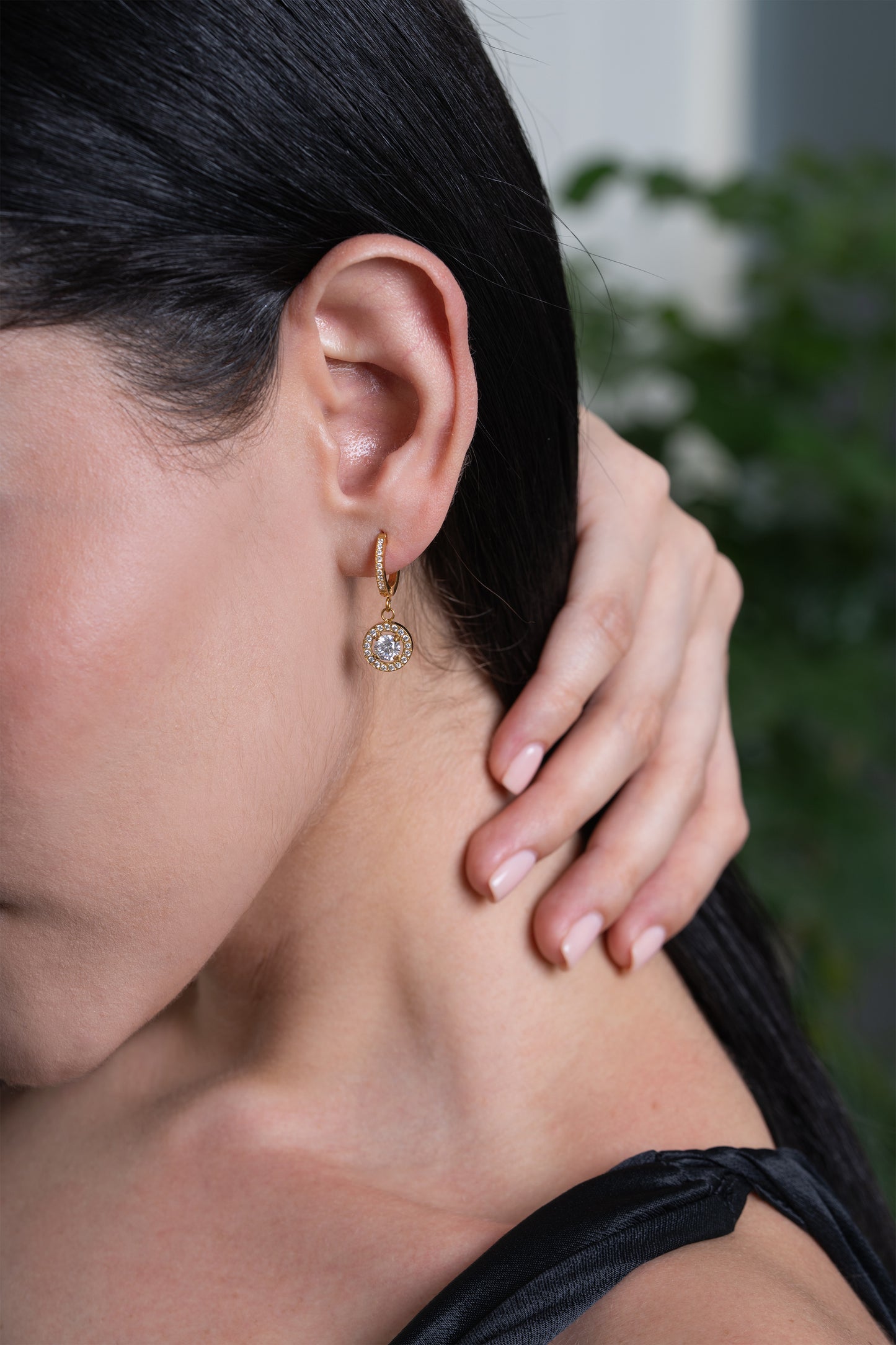 Classic Circle Diamond Huggies - 18K Gold Plated