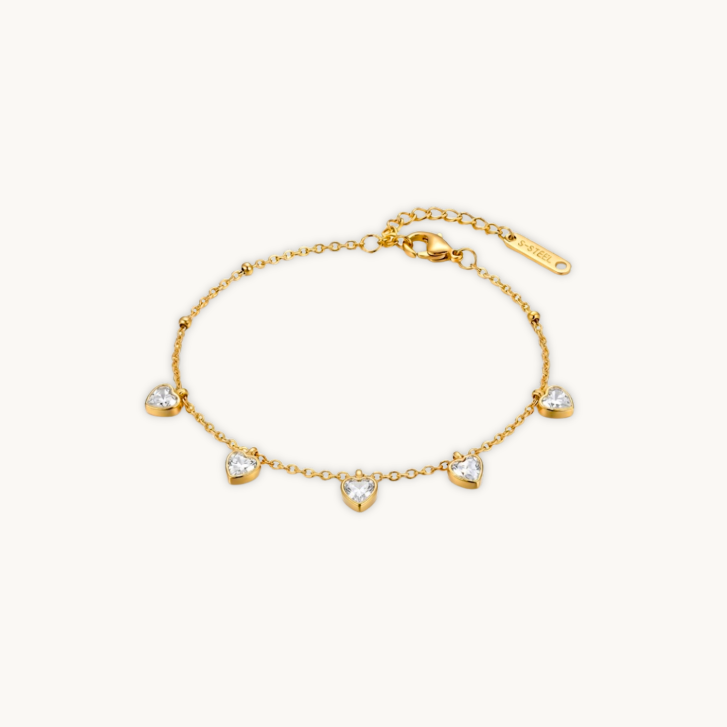 Dainty Heart Bracelet - 18k Gold Plated