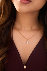 Circle Halo Diamond Necklace- 18K Gold Plated