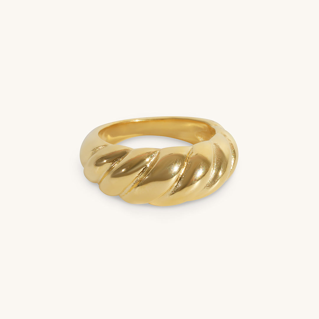 Gold Plated Croissant Dome Ring Waterproof 18K Plated Elinor Jewels