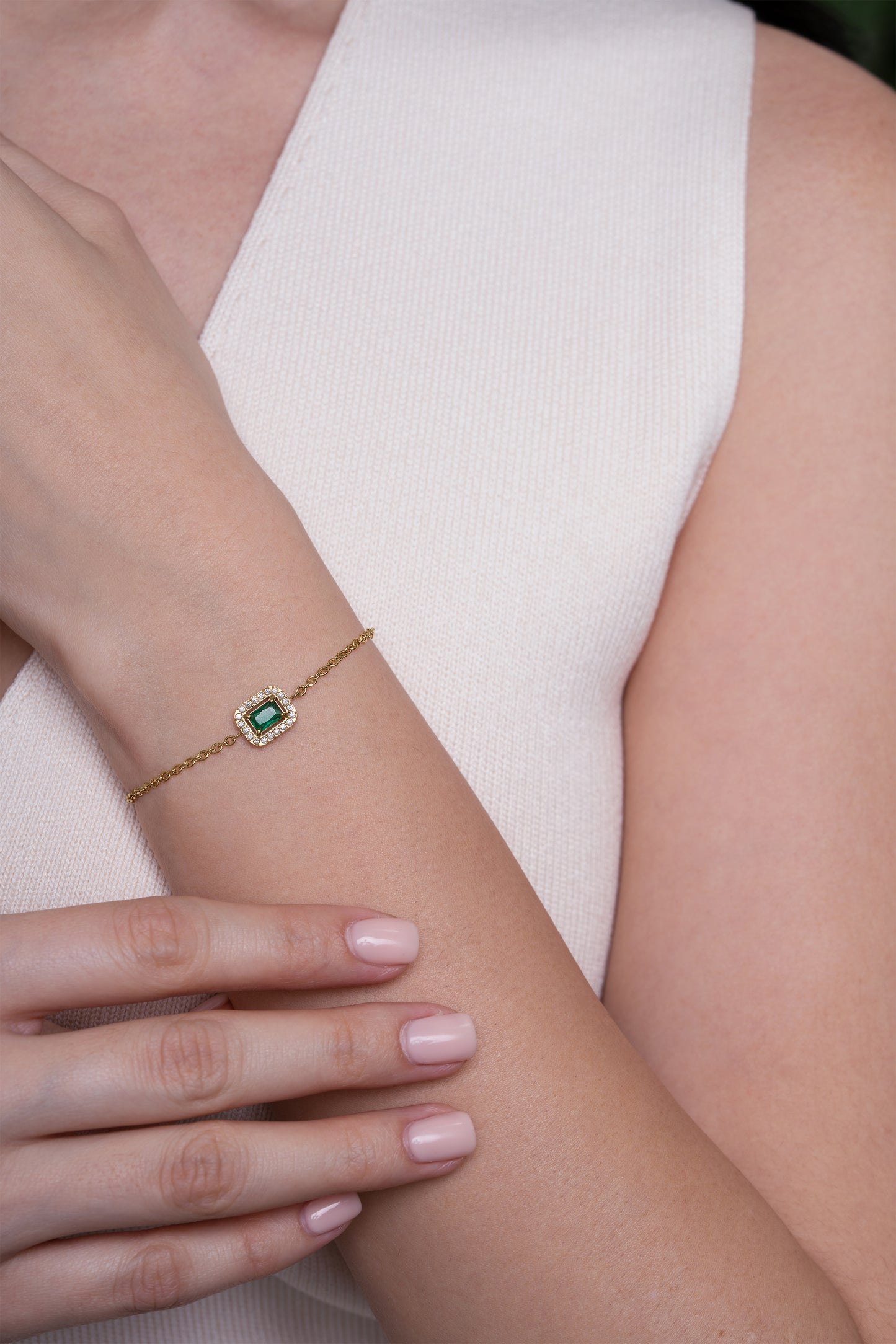 Emerald Rectangle Bracelet - 18K Gold Plated