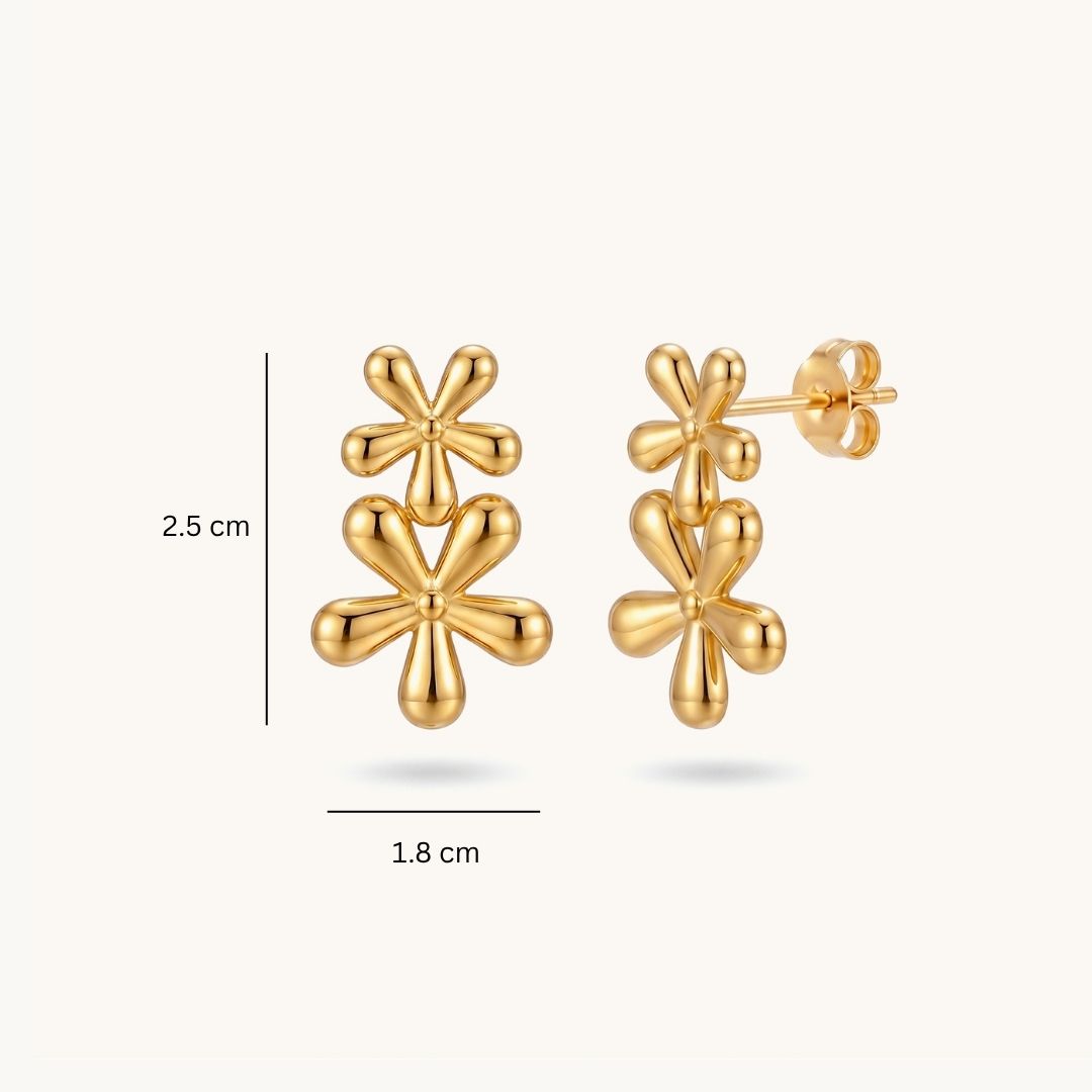 Fleur stack earrings – 18K Gold Plated