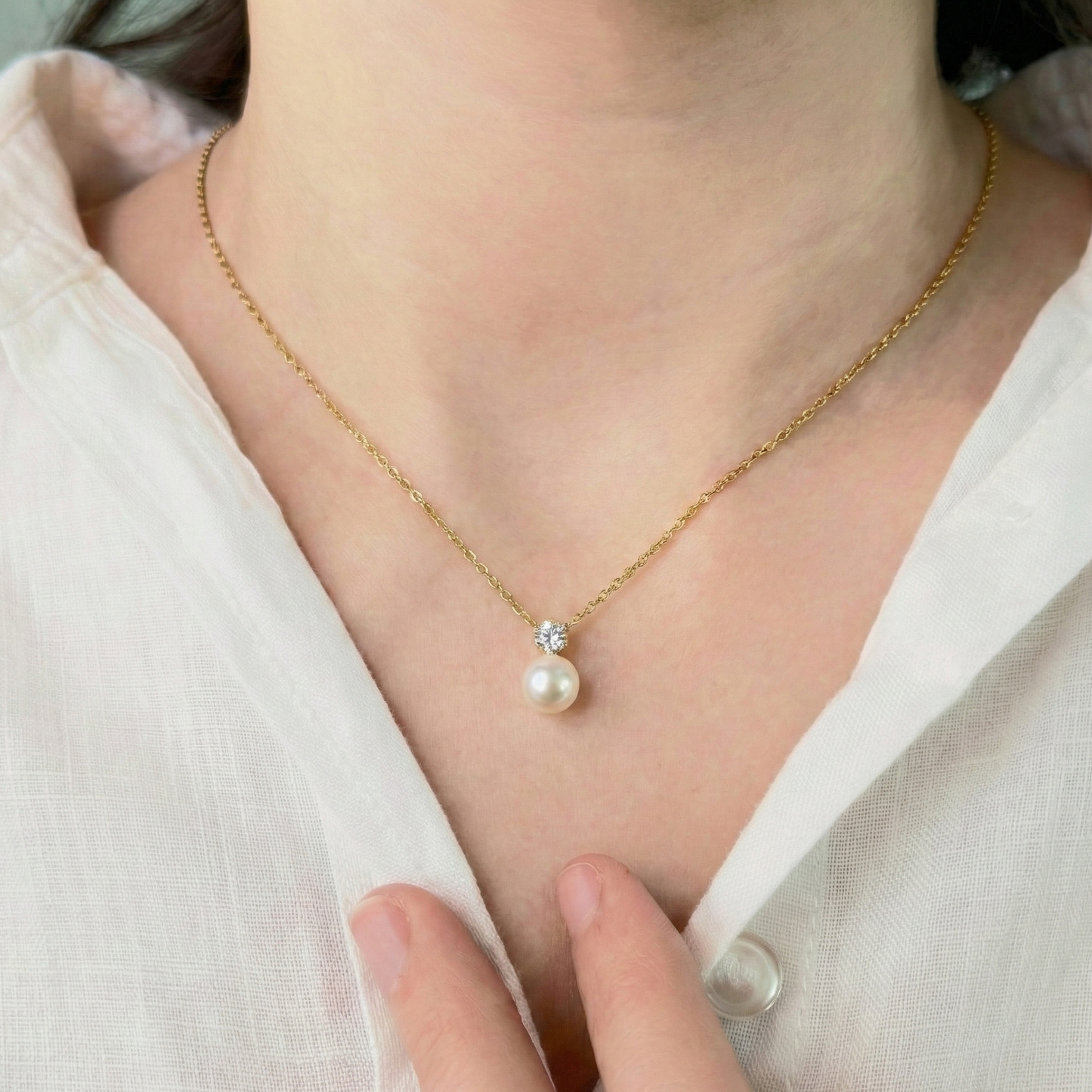 Aurea Pearl Necklace - 18k Gold Plated