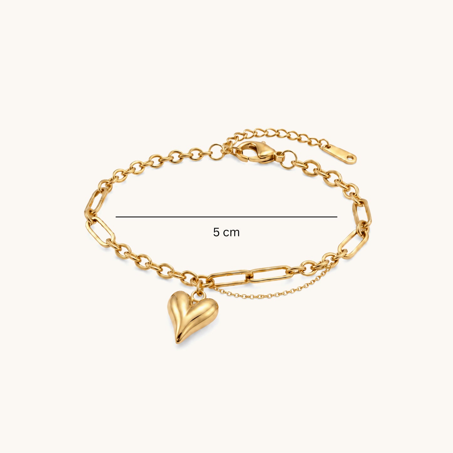 Heart Lock Bracelet - 18K Gold Plated
