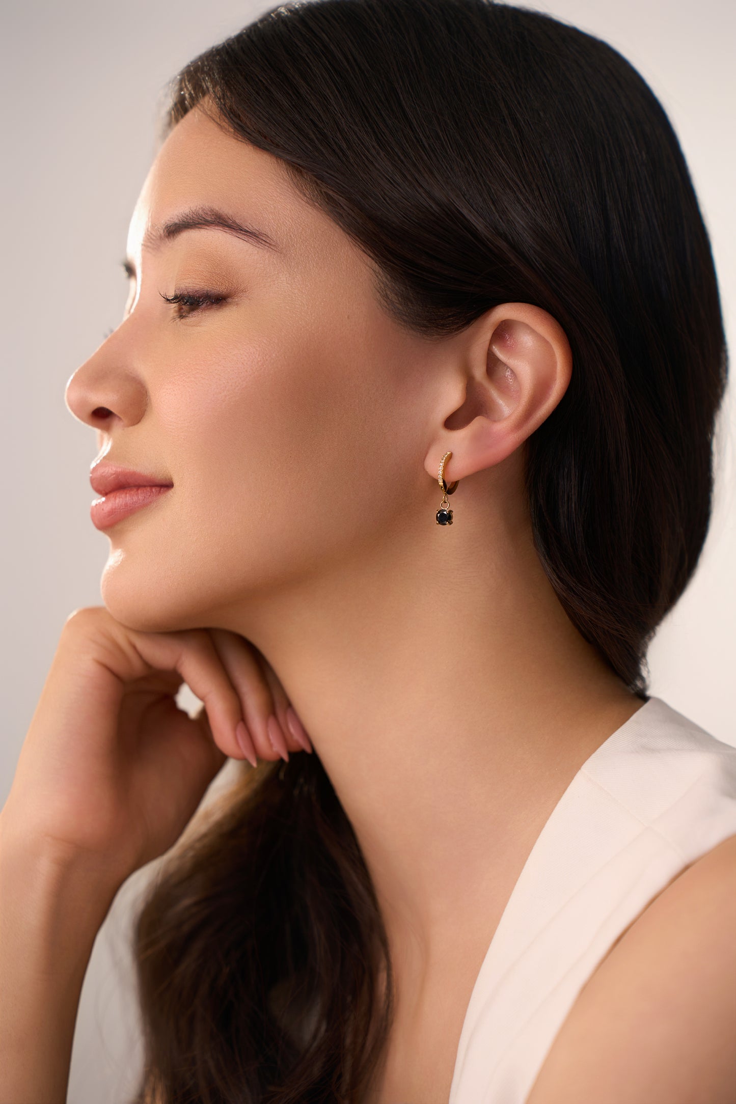 Clara Black Huggies - 18K Gold Plated