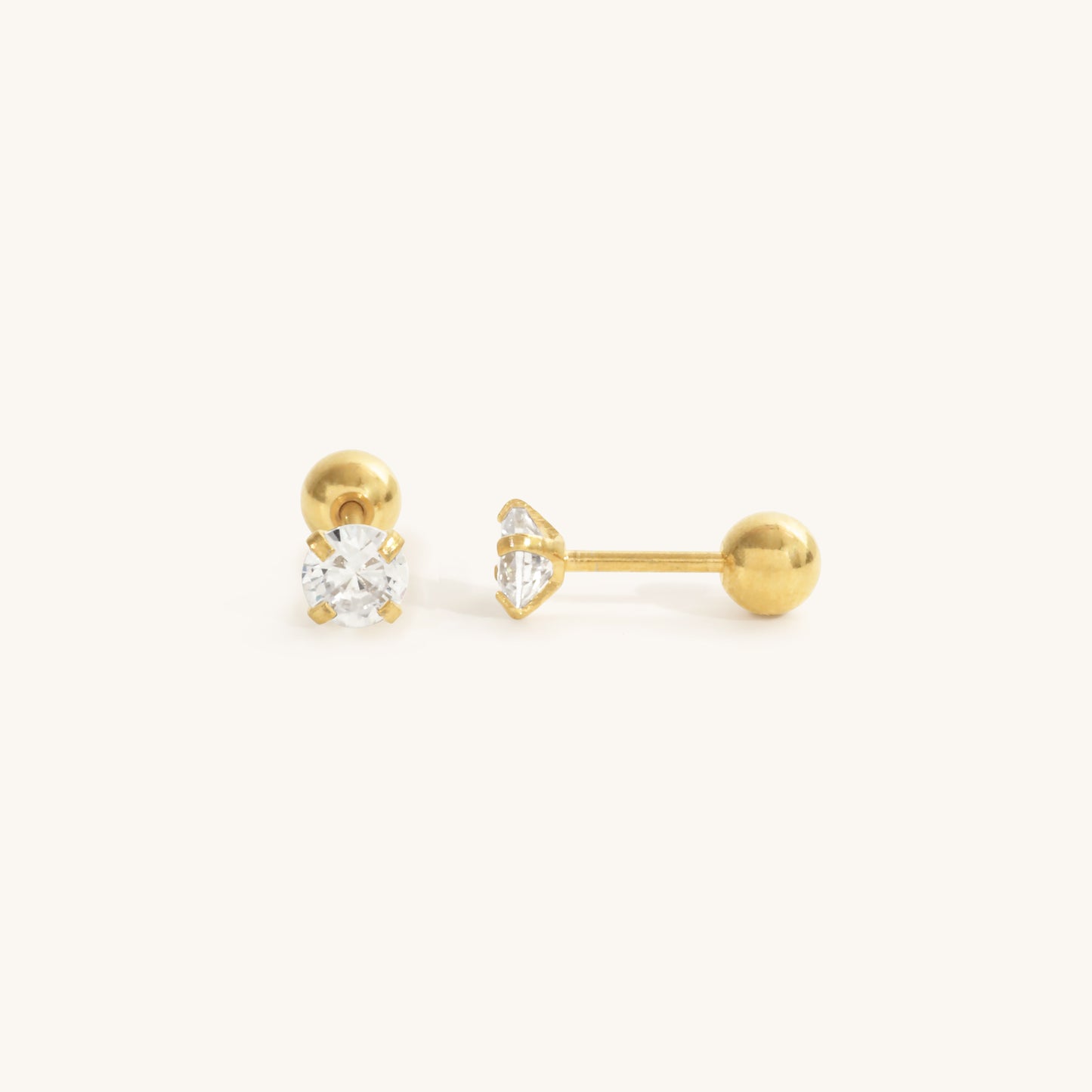 2mm Diamond Studs- 18K Gold Plated