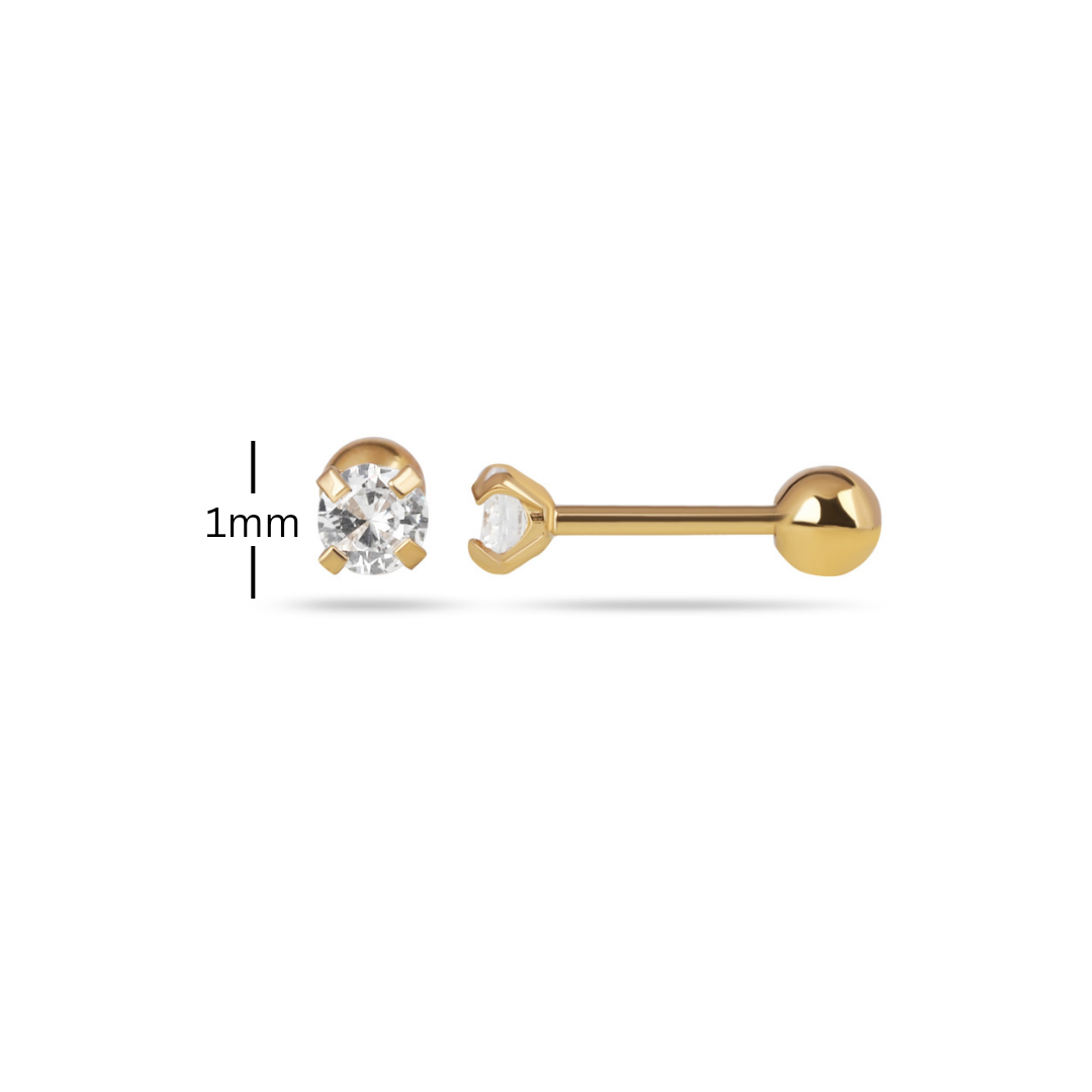 1mm Diamond Studs - 18K Gold Plated