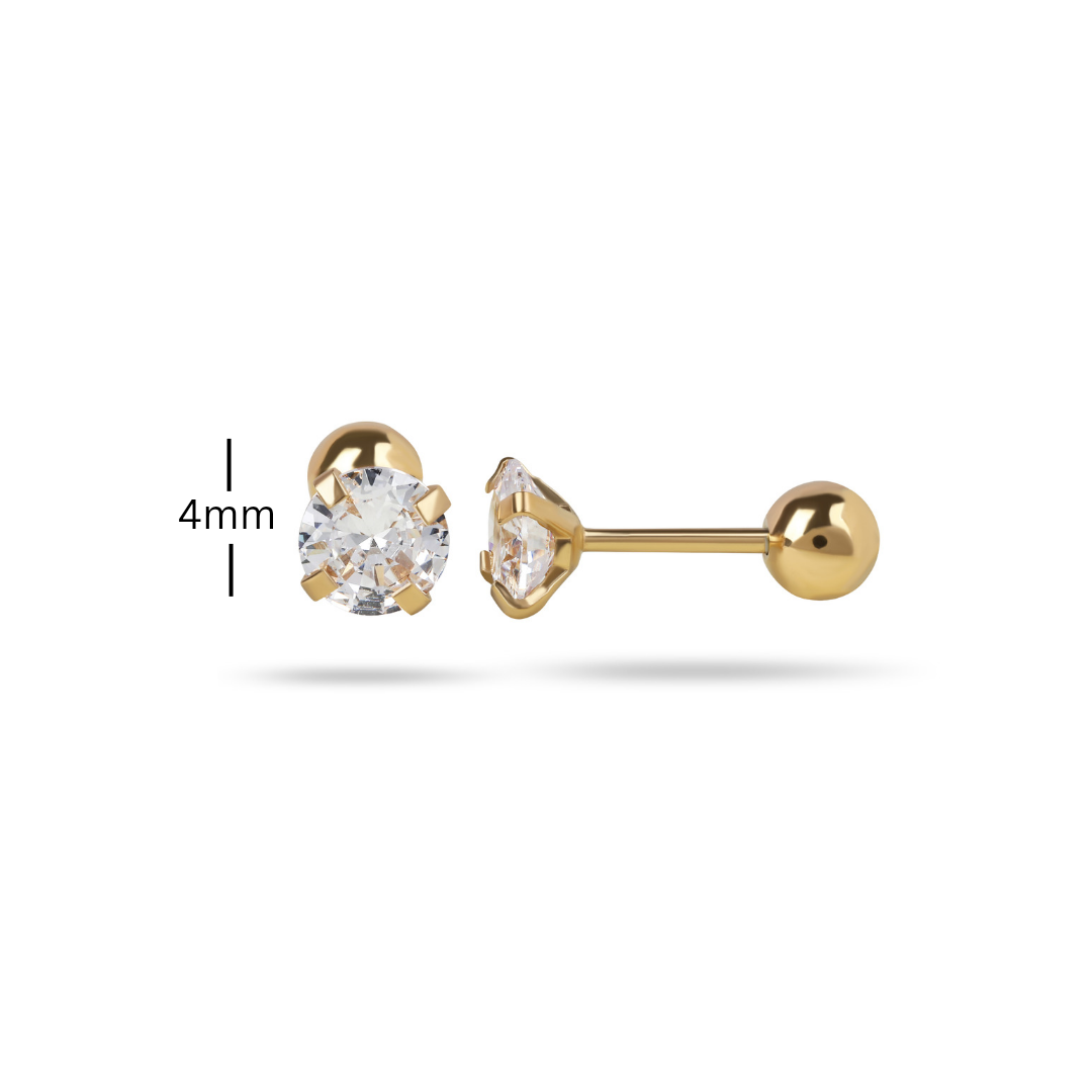 4mm Diamond Studs - 18K Gold Plated
