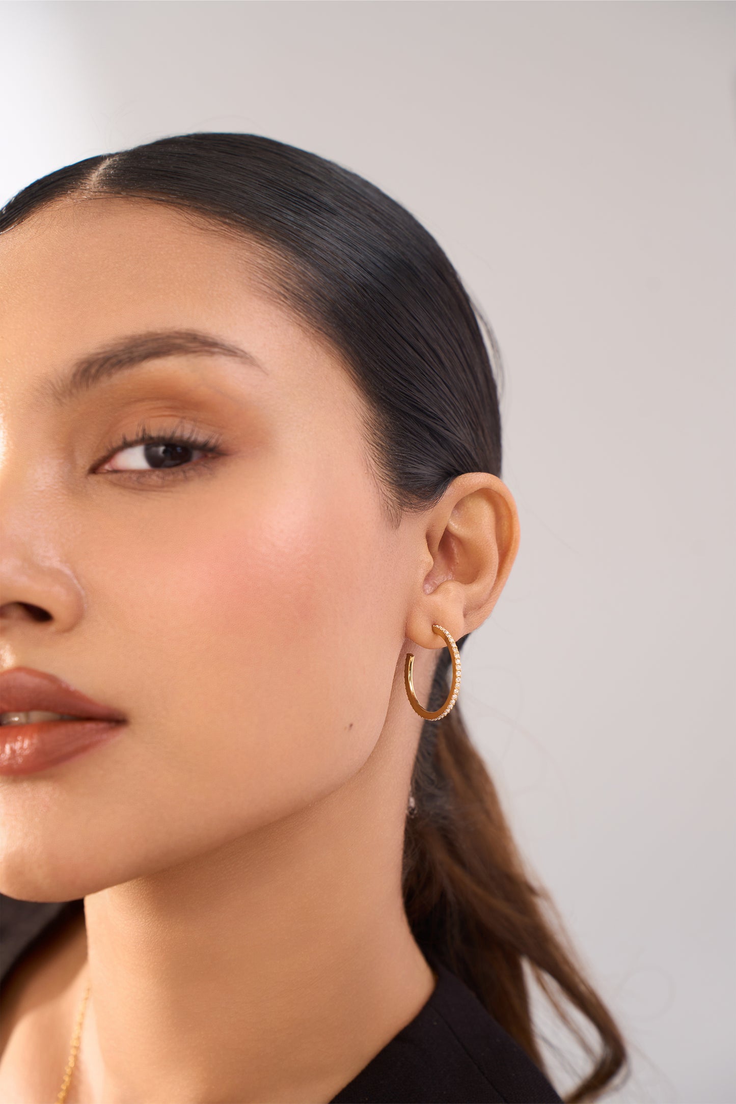 Classic Diamond Hoops - 18k Gold Plated
