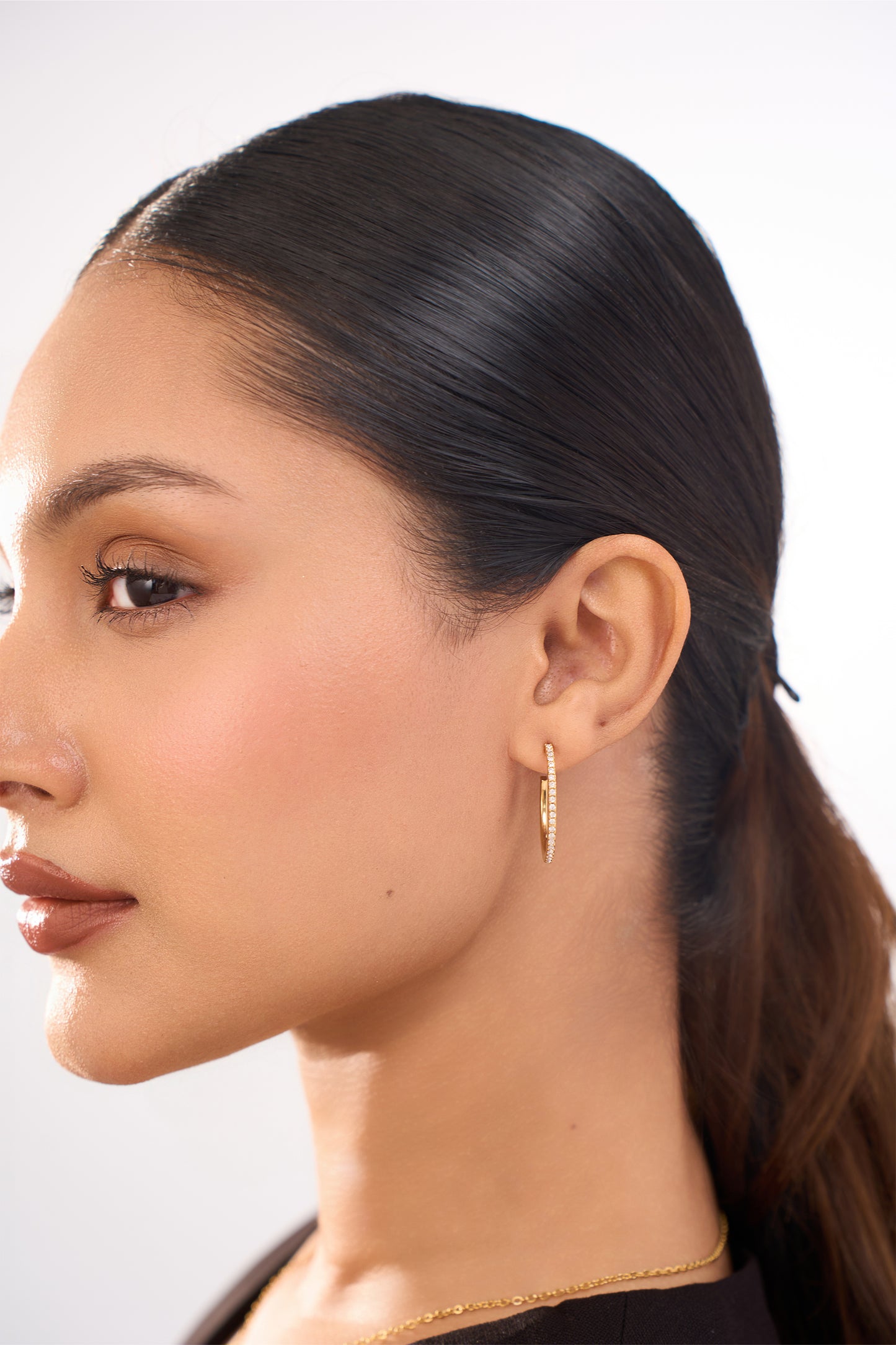 Classic Diamond Hoops - 18k Gold Plated