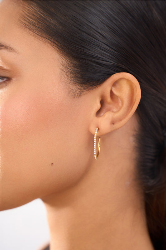 Classic Diamond Hoops - 18k Gold Plated