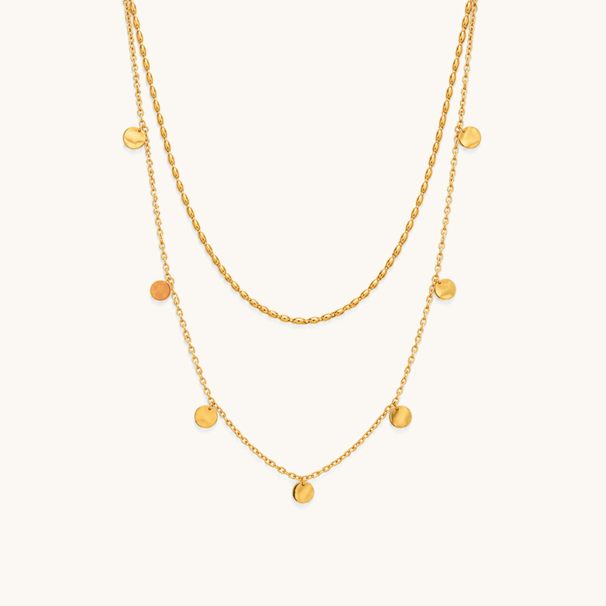 Coin Layered Necklace - 18K Gold Plated