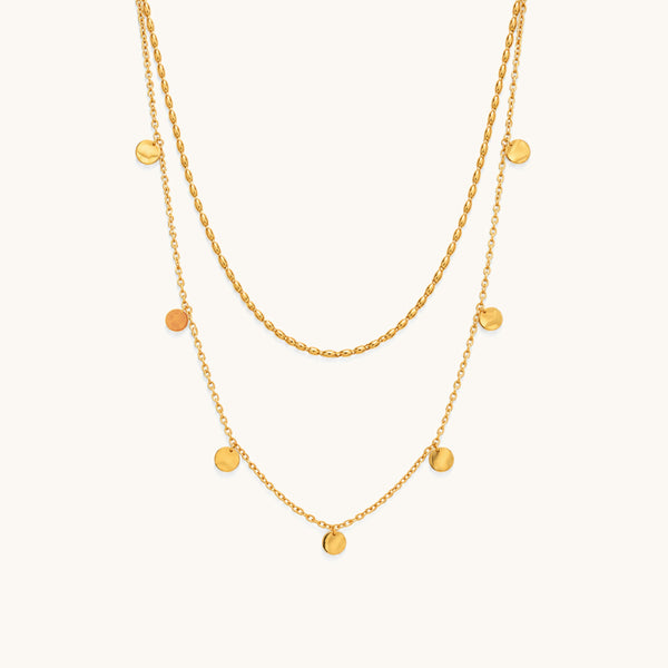 Coin Layered Necklace - 18K Gold Plated