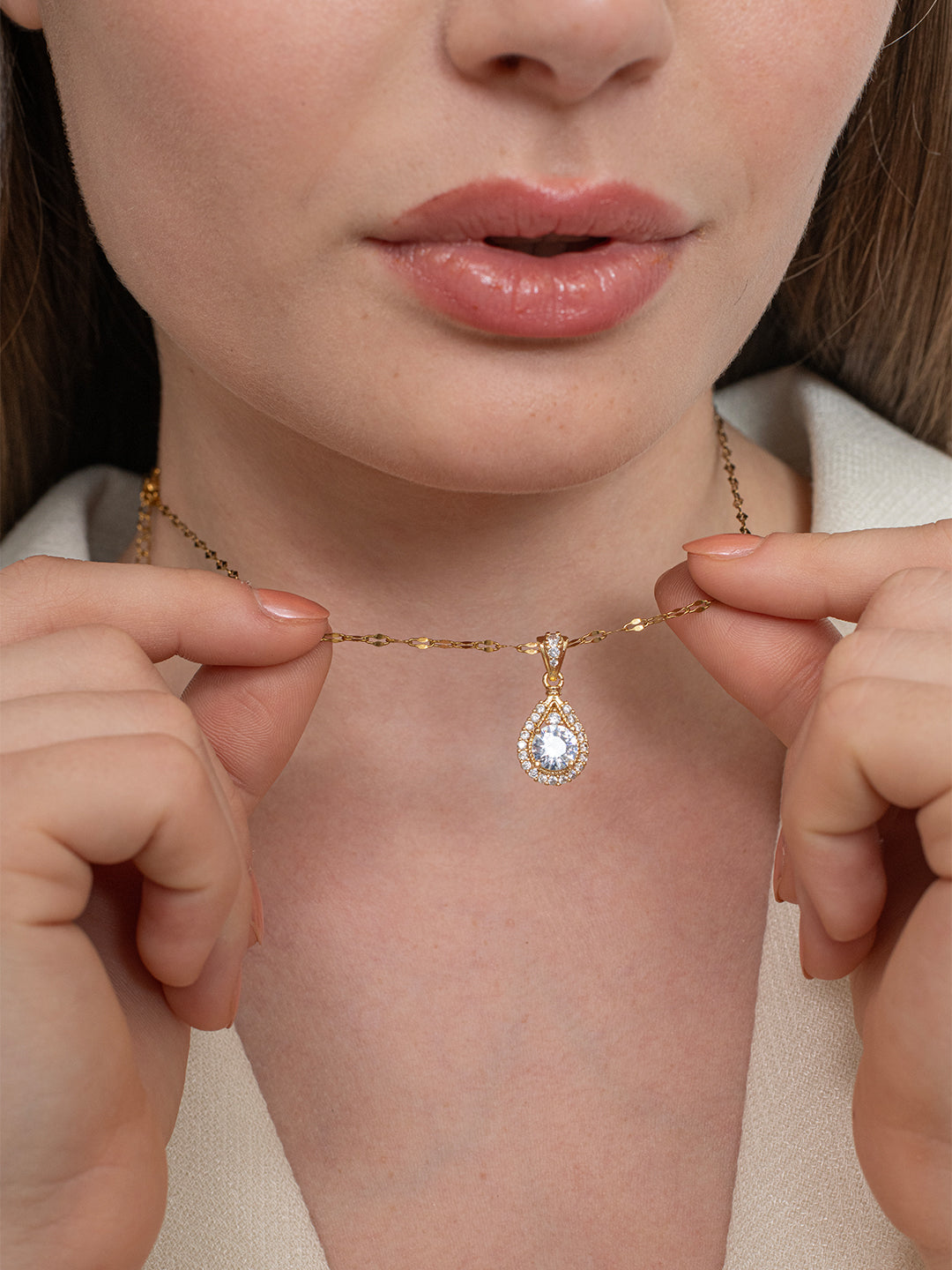 Aurora White Necklace – 18K Gold Plated image 3