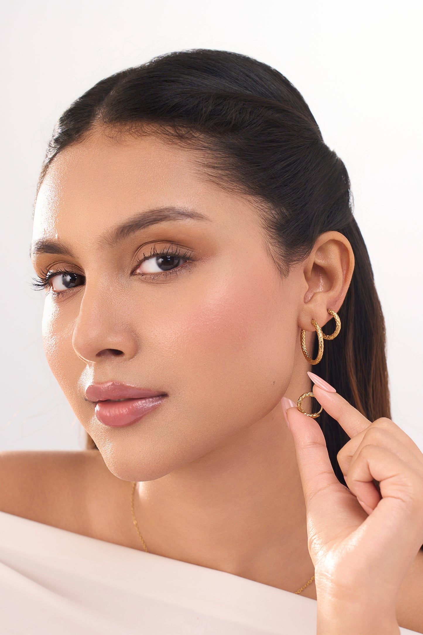 Gold Hoop Earrings Pack Set Of 3 - 18K Gold Plated