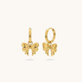 Oddette Bow Huggies - 18k Gold Plated