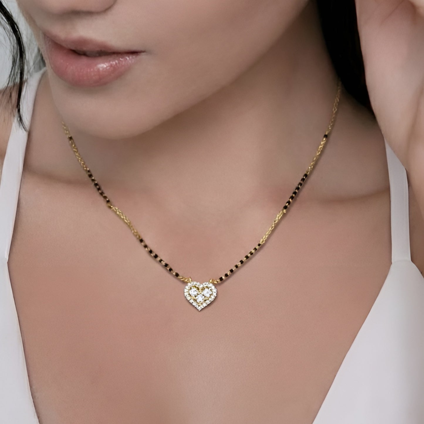 Noor Heart Mangalsutra - 18K Gold Plated
