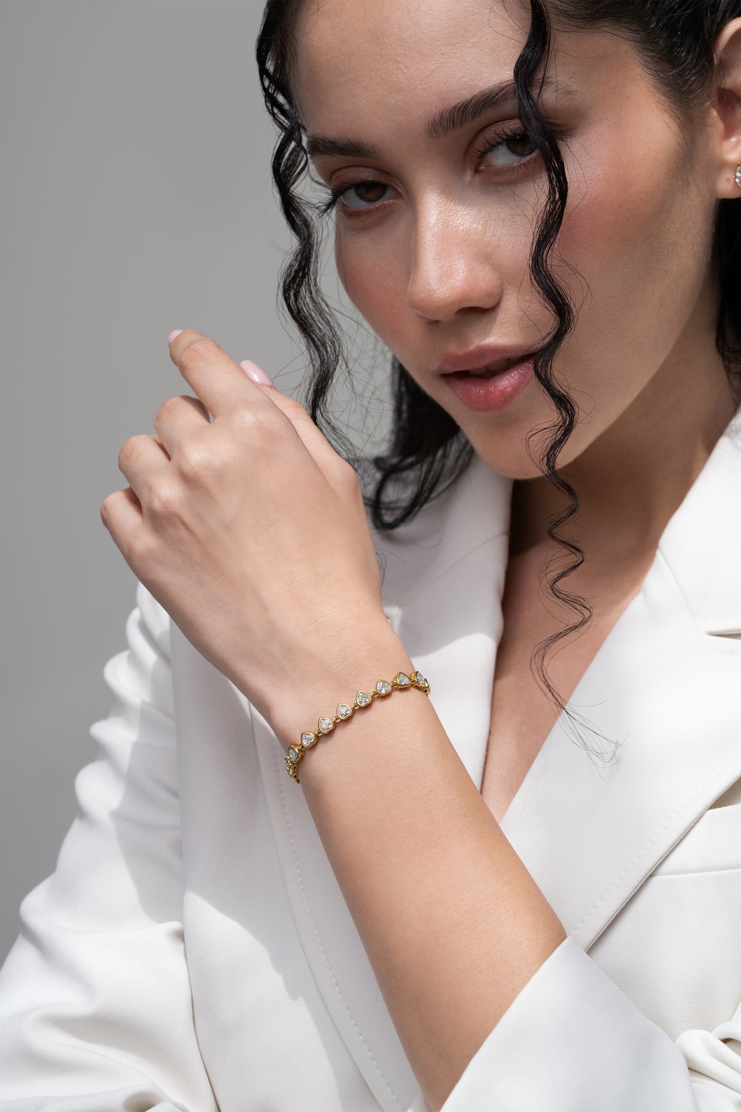 Classic Heart Tennis Bracelet - 18K Gold Plated