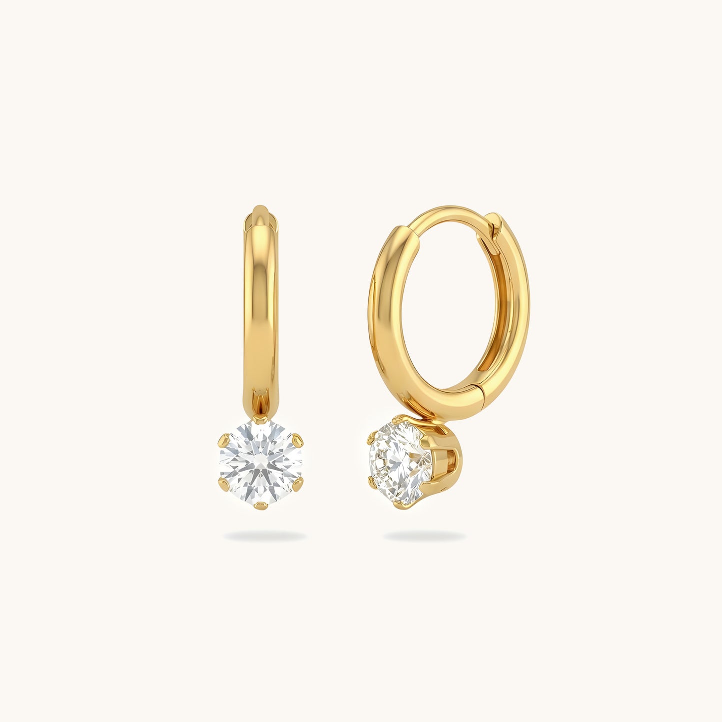 Solitaire Huggies - 18k Gold Plated