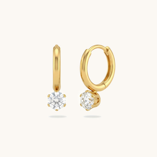 Solitaire Huggies - 18k Gold Plated