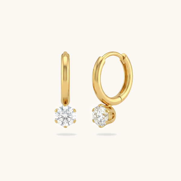 Solitaire Huggies - 18K Gold Plated