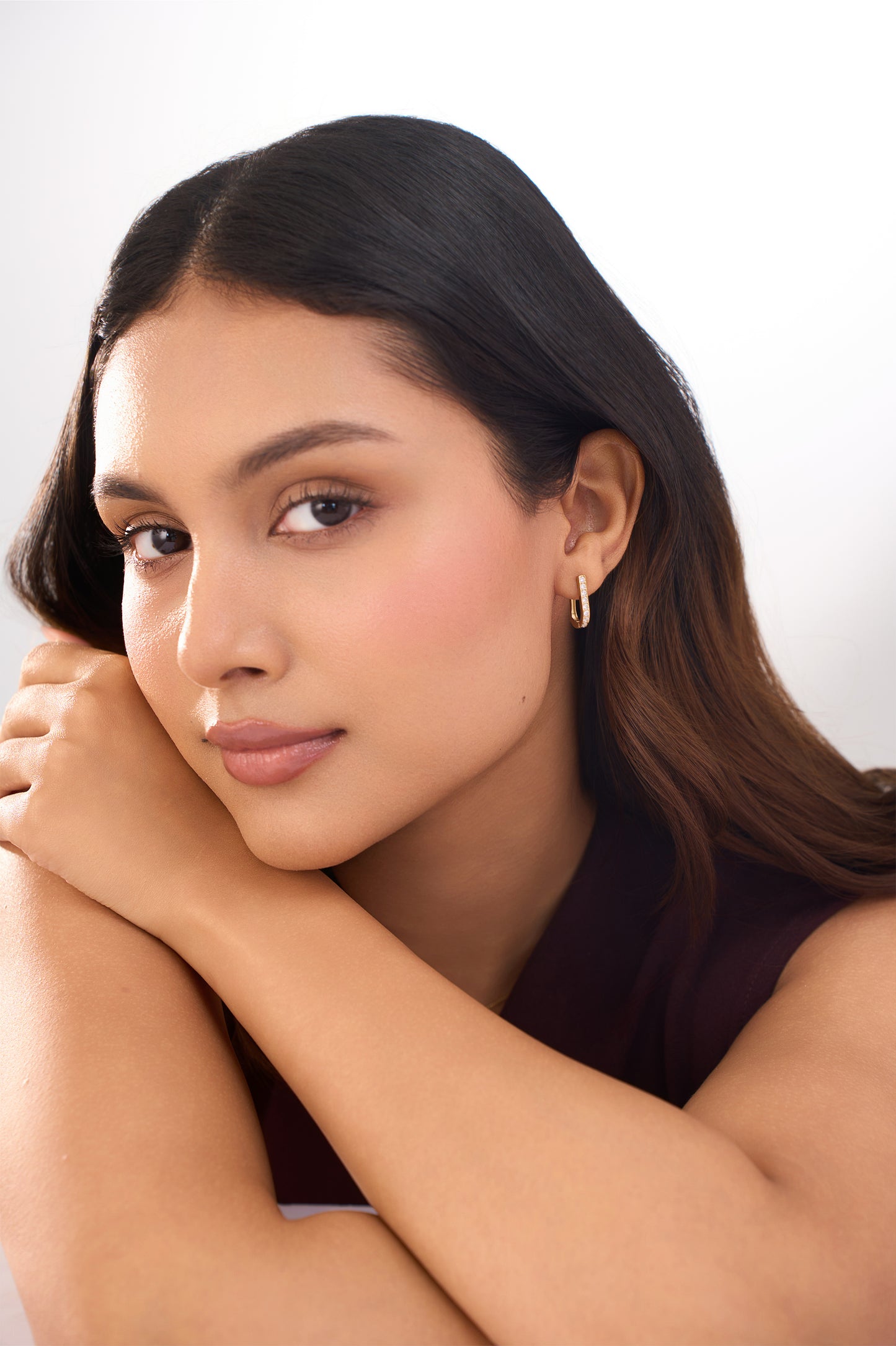 Abby Diamond Hoops - 18k Gold Plated