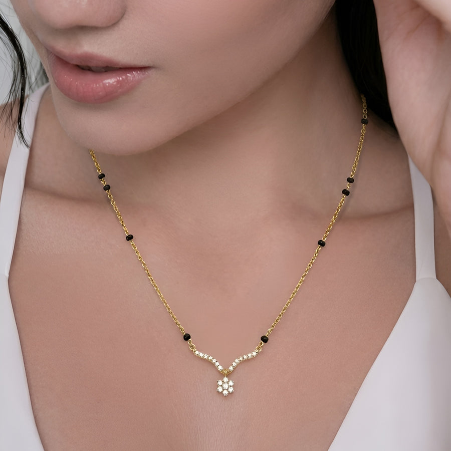 Elara V Mangalsutra - 18K Gold Plated image 1