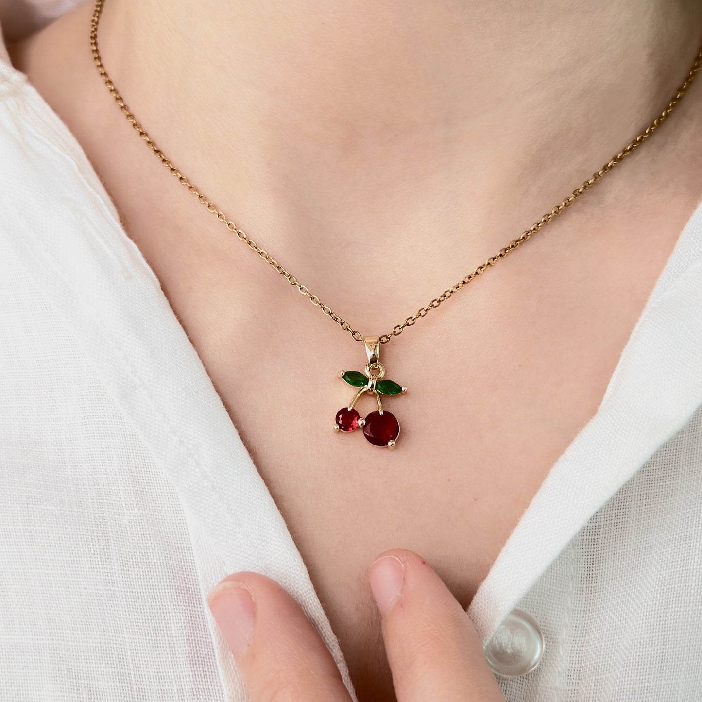 Cherry Glow Necklace - 18k Gold Plated