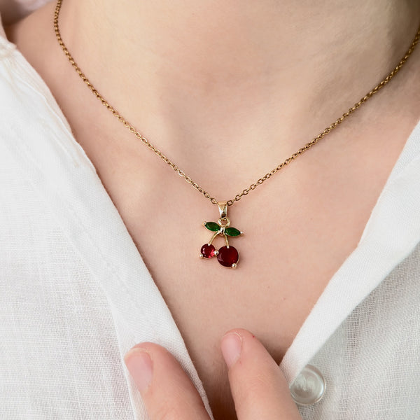 Cherry Glow Necklace - 18k Gold Plated