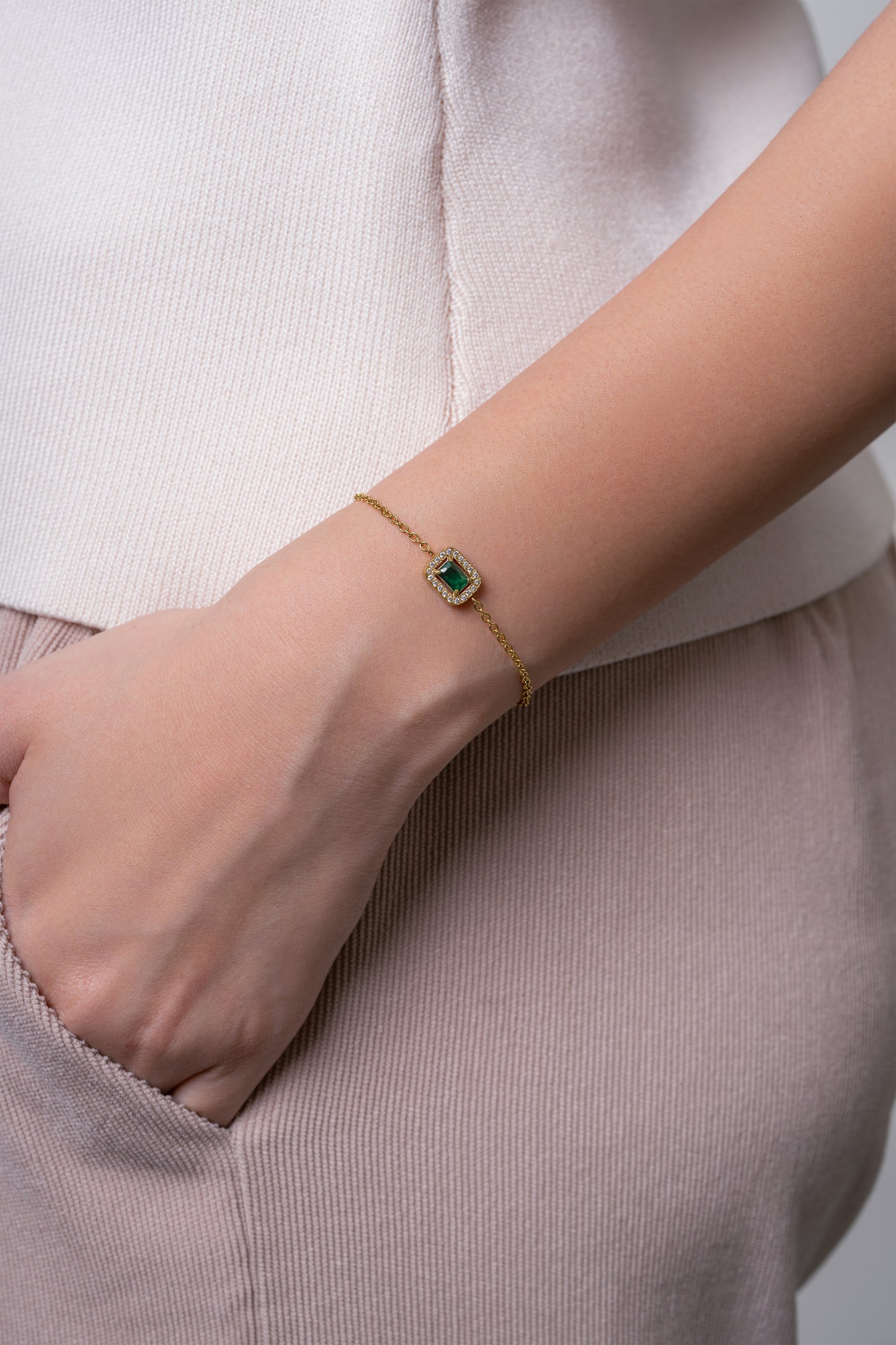 Emerald Rectangle Bracelet - 18K Gold Plated