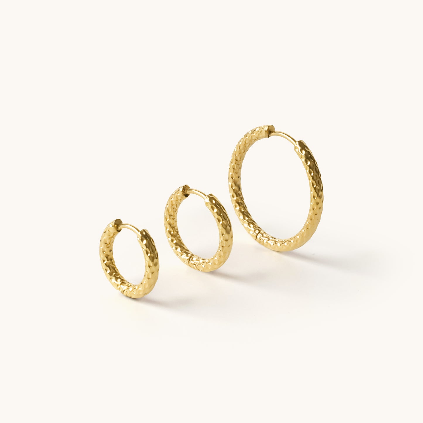 Gold Hoop Earrings Pack Set Of 3 - 18K Gold Plated