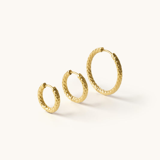 Gold Hoop Earrings Pack Set Of 3 - 18K Gold Plated
