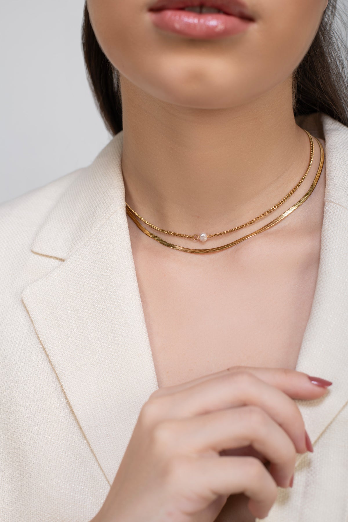 Layer Pearl Necklace -18K Gold Plated image 2