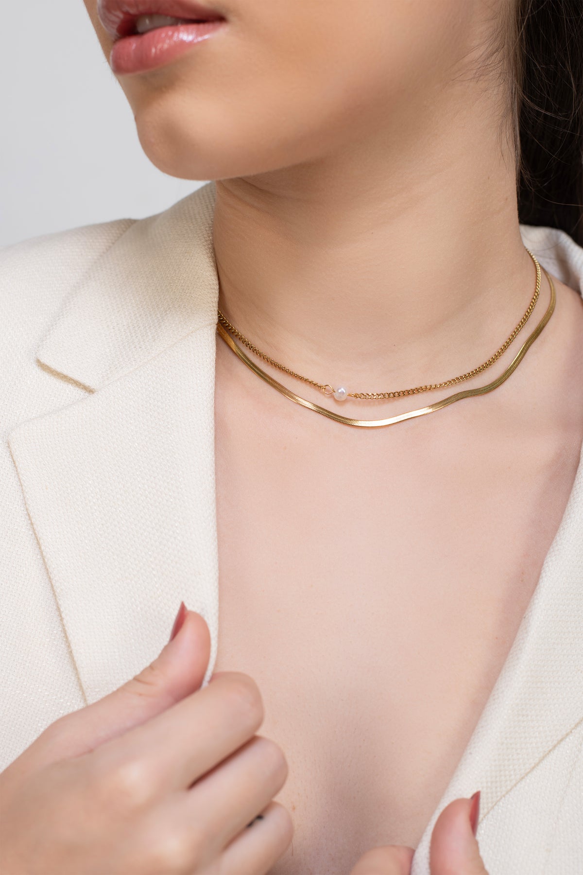 Layer Pearl Necklace -18K Gold Plated image 3
