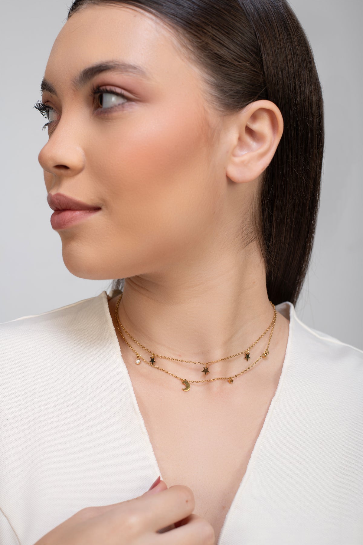 Starlace Layered Necklace-18K Gold Plated image 3