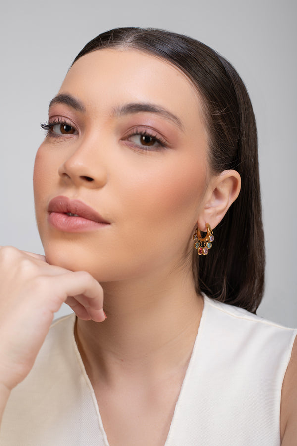 Poplin Drop Hoops  - 18K Gold Plated