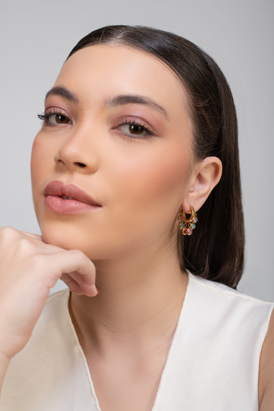 Poplin Drop Hoops  - 18K Gold Plated image 2