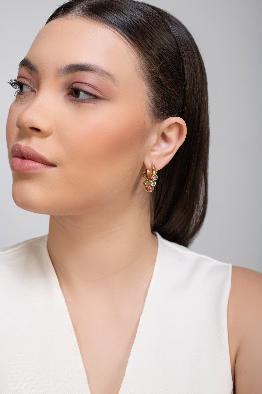 Poplin Drop Hoops  - 18K Gold Plated image 3