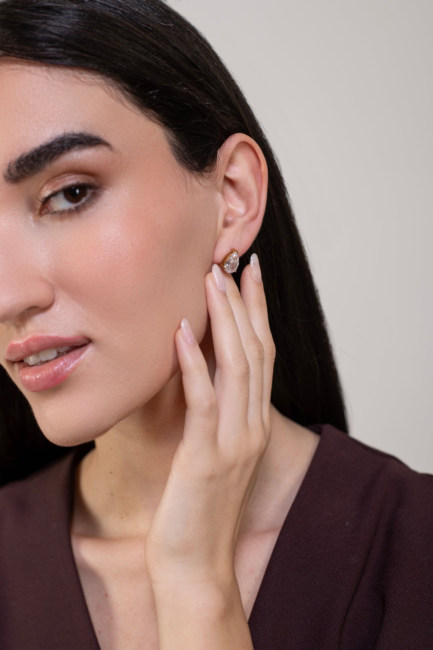 Pear Diamond Studs - 18K Gold Plated