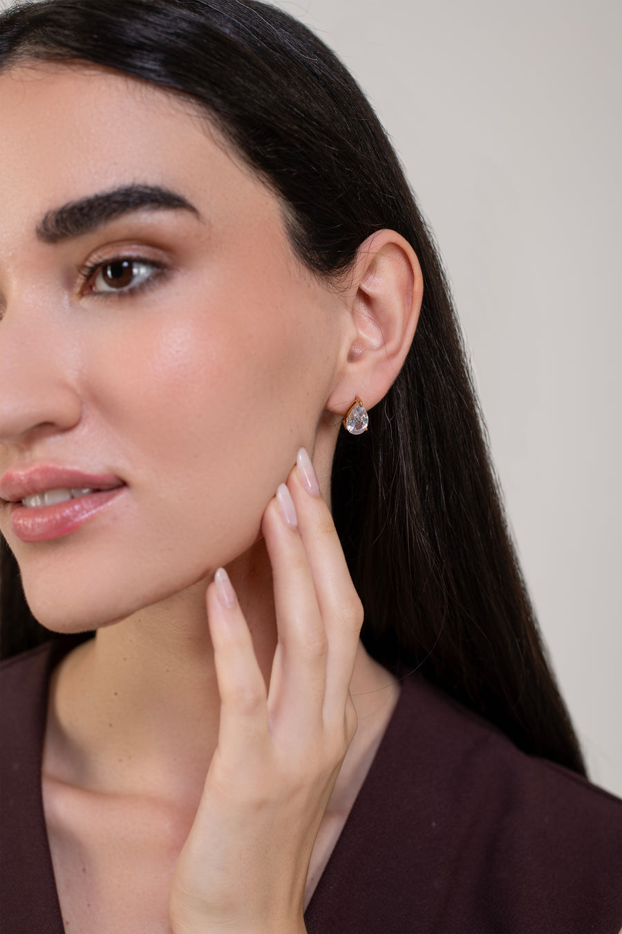 Pear Diamond Studs - 18K Gold Plated image 3