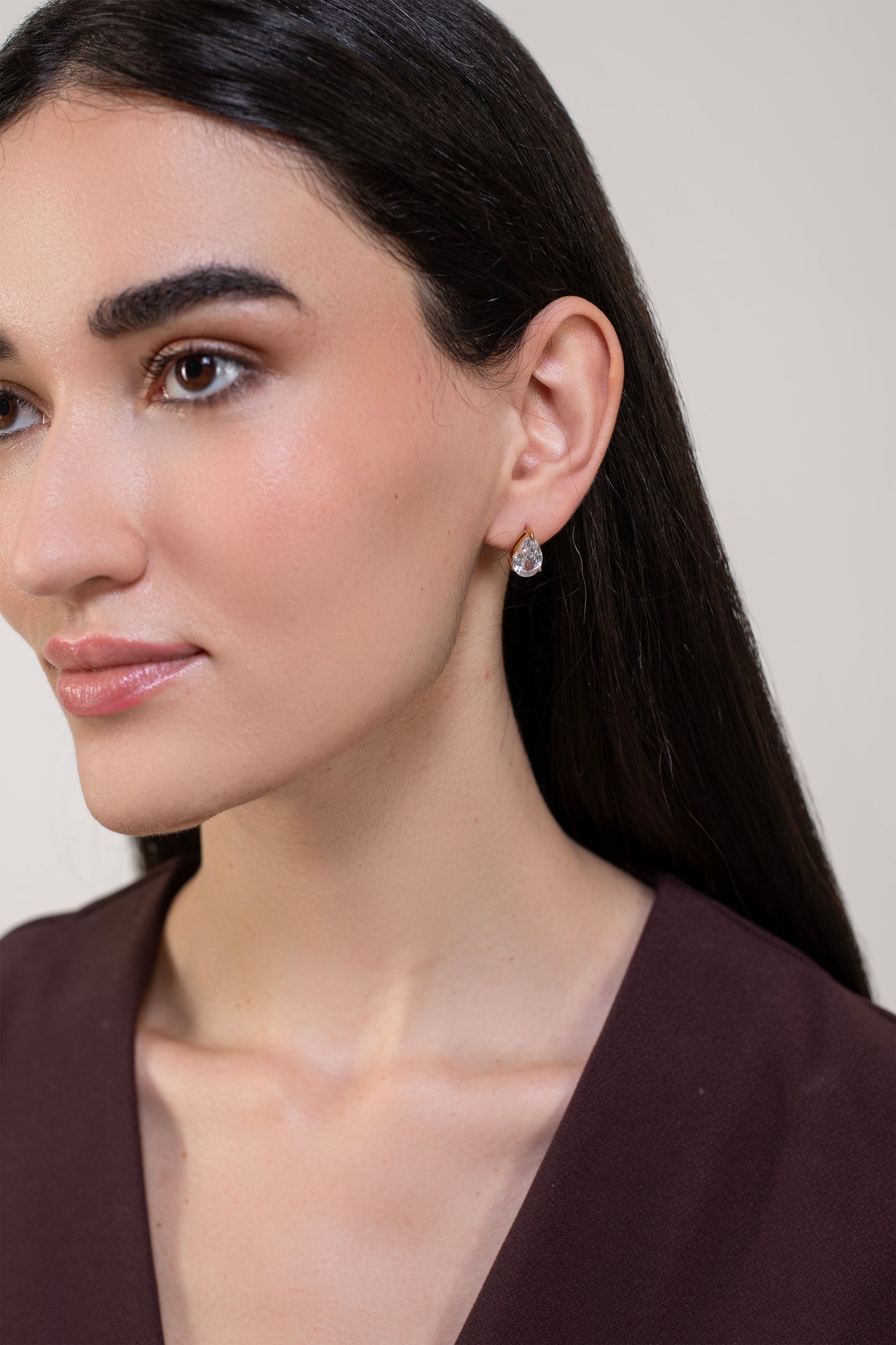 Pear Diamond Studs - 18K Gold Plated