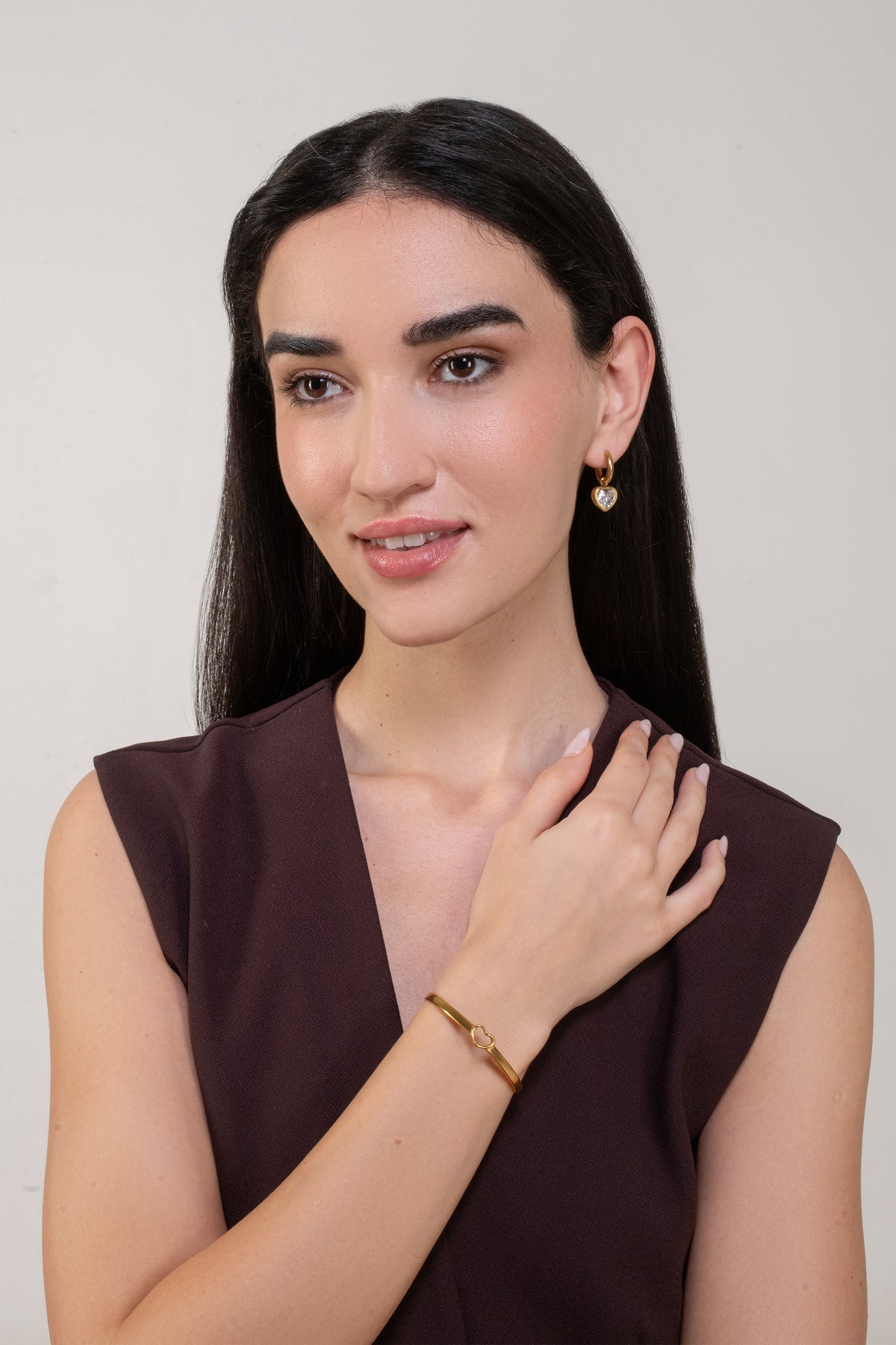 Ava Heart Huggies - 18K Gold Plated image 3
