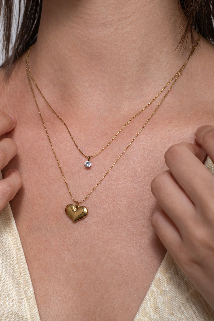 Heart Layered Necklace - 18K Gold Plated image 2