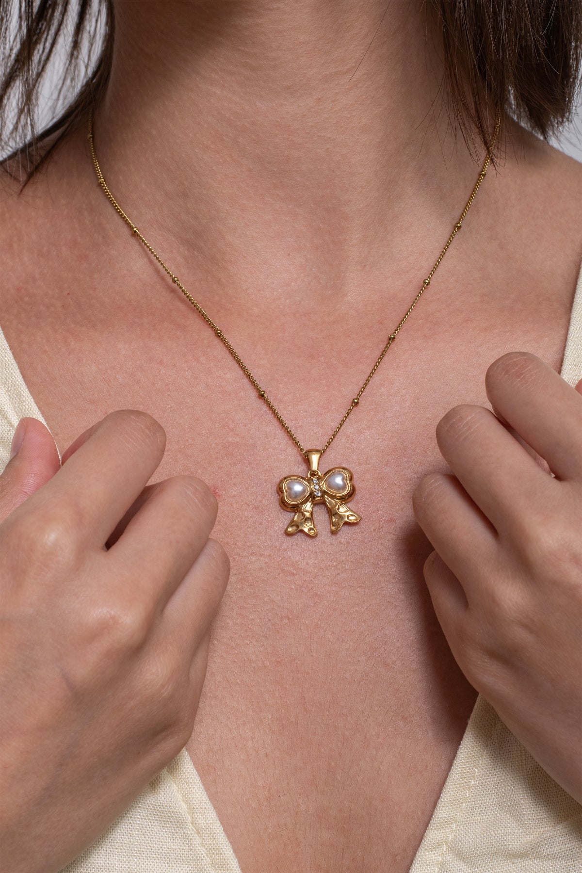 Bow Blossom Necklace - 18K Gold Plated image 3