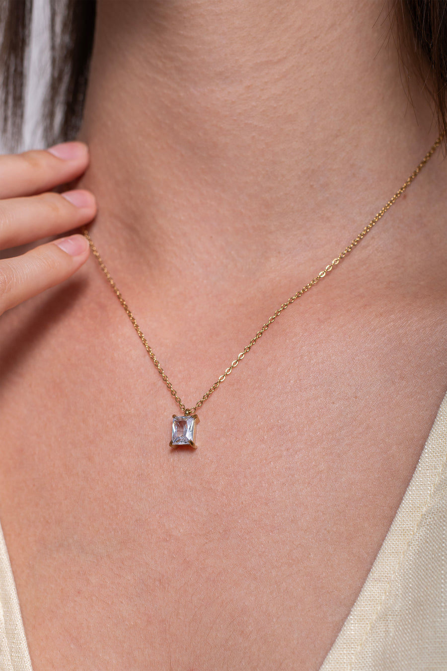 Radiant Solitaire Necklace - 18K Gold Plated image 2