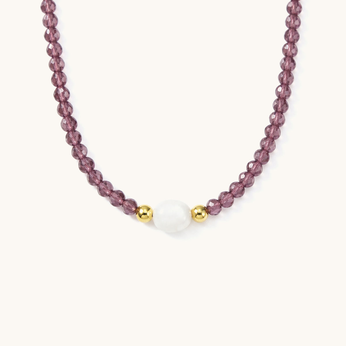 Lilac Beads Necklace - 18k Gold Plated image 2