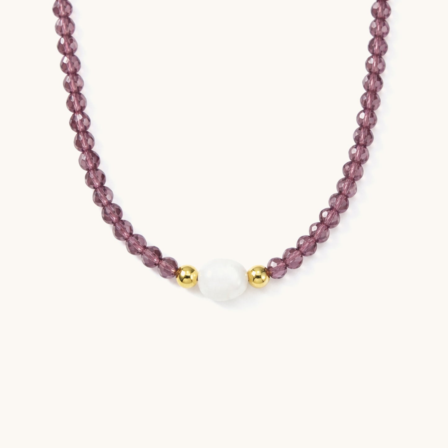 Lilac Beads Necklace - 18k Gold Plated