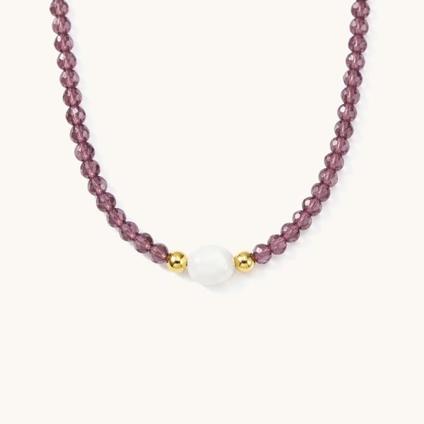 Lilac Beads Necklace - 18k Gold Plated